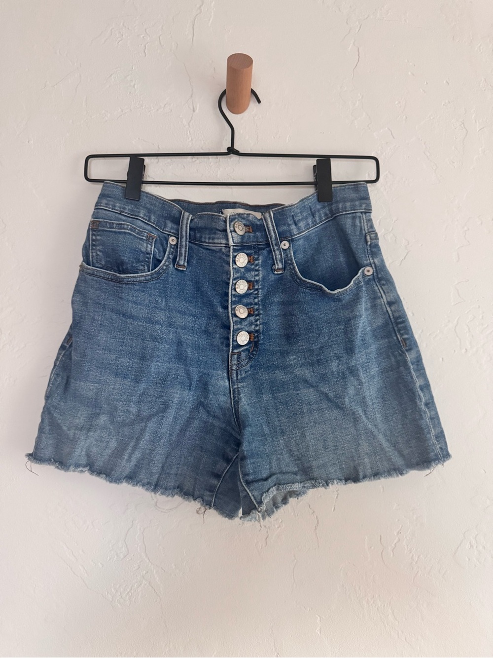 Madewell Faded Blue High-Rise Button-Fly Denim Shorts